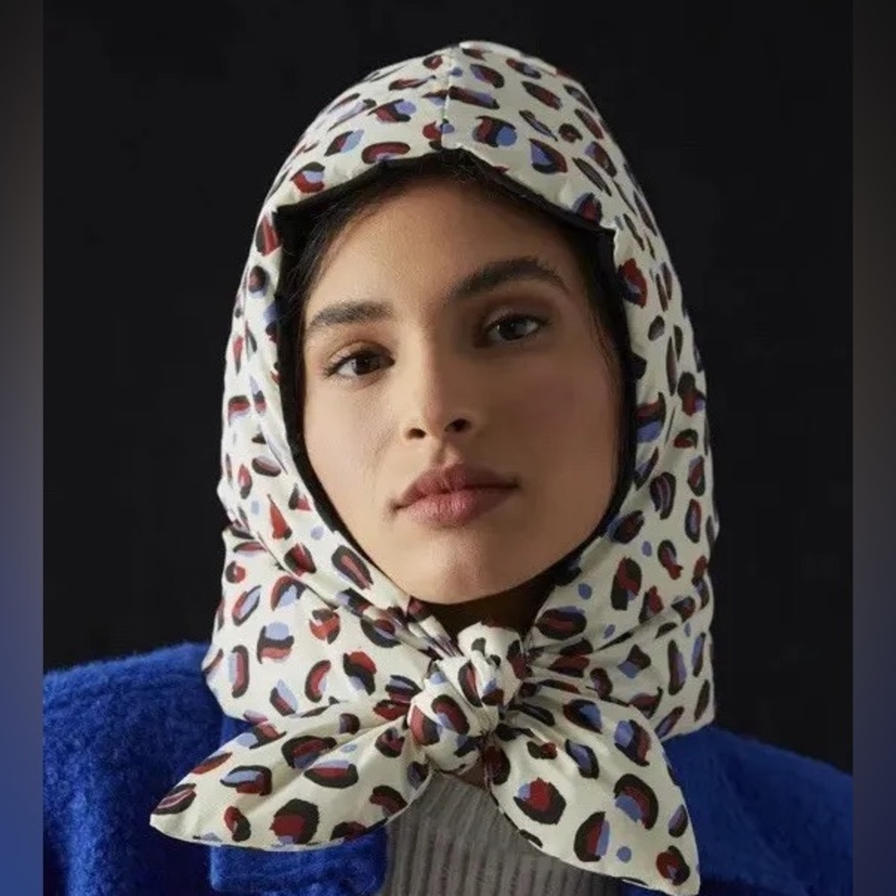 Anthropologie Maeve Leopard Print Puffer TRAPPER Hat NWOT